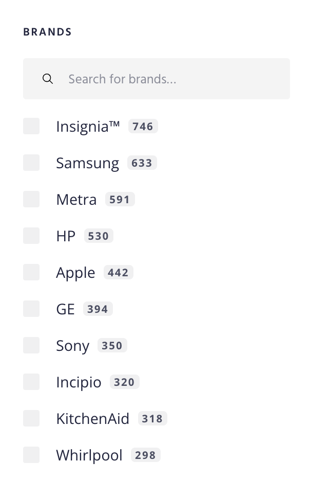 Brand filter example